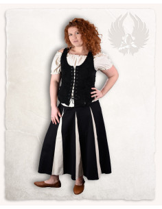 Jupe médiévale bicolore modèle Isabell (noir-crème)