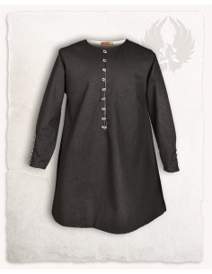 Tunique médiévale modèle Rafael en coton, couleur noire 2