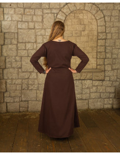 Robe médiévale en coton premium modèle Lenora, marron 2