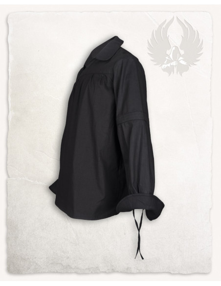 Chemise médiévale noire en coton...