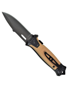 Couteau de campagne assisté manche marron (total 23 cm.) 2