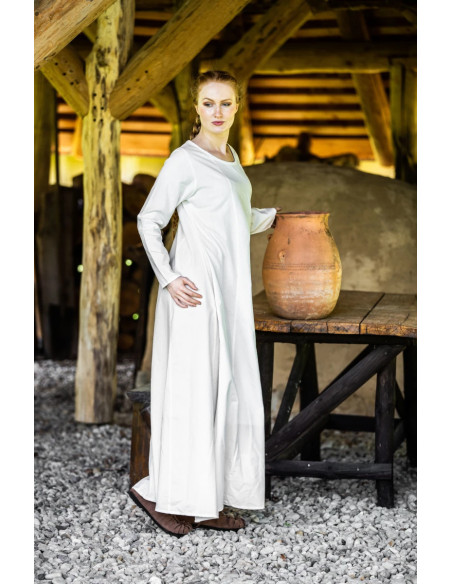 Longue tunique blanche naturelle pour...