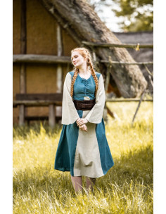 Robe médiévale en coton bleu clair modèle Ilse