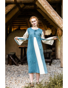 Robe médiévale en coton bleu clair modèle Ilse 2