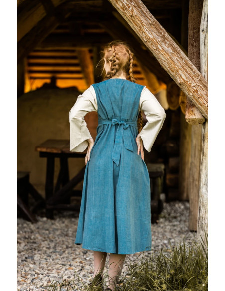 Robe médiévale en coton bleu clair...