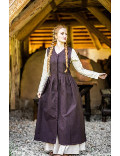 Robe médiévale sans manches Arlette, couleur marron 2