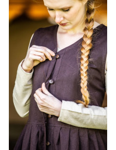 Robe médiévale sans manches Arlette, couleur marron