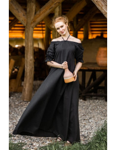 Robe médiévale modèle Melisande, noire
