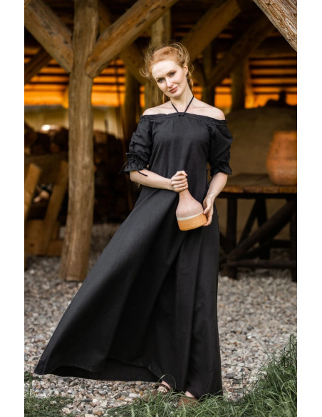 Robe médiévale modèle Melisande, noire