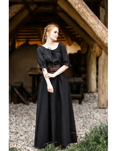 Robe médiévale modèle Melisande, noire