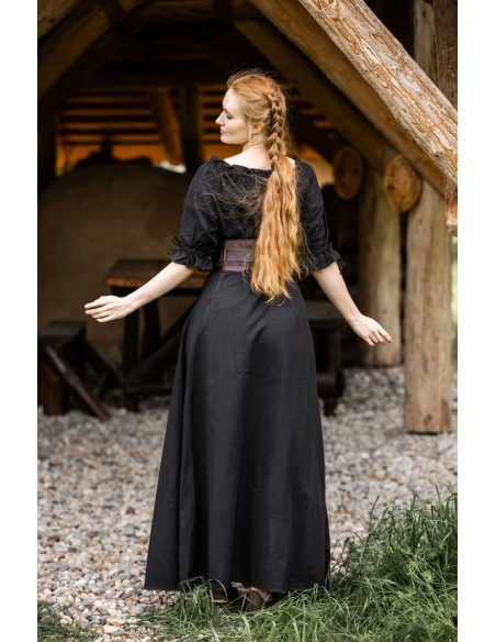 Robe médiévale modèle Melisande, noire
