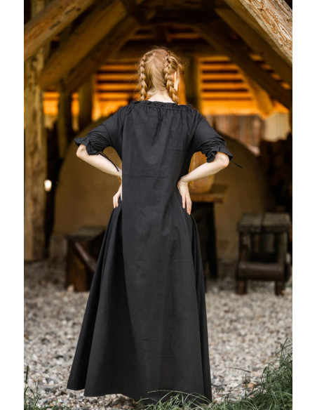 Robe médiévale modèle Melisande, noire