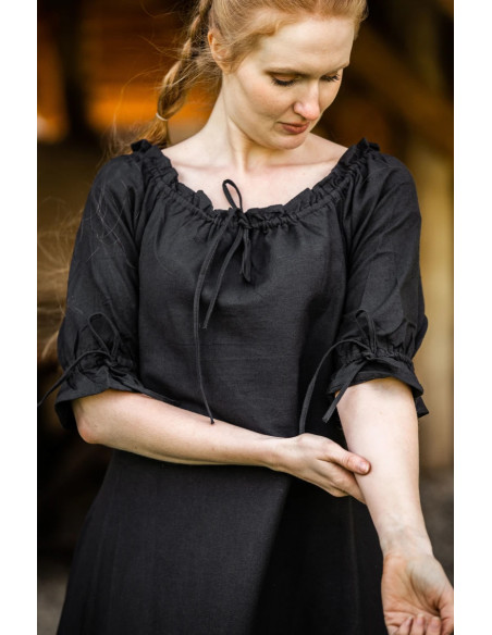 Robe médiévale modèle Melisande, noire