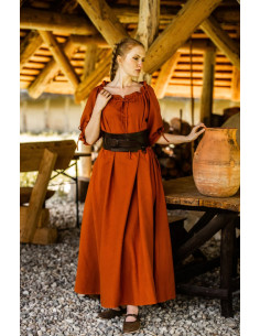 Robe médiévale modèle Melisande, couleur rouille
