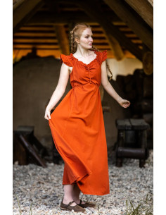 Robe médiévale longue modèle Clara, couleur orange foncé 2