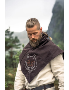 Gugel viking tête brune loup modèle Haldan