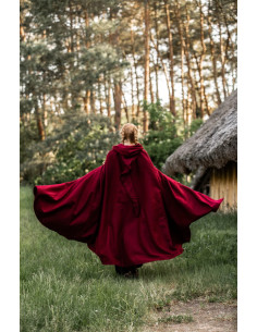 Longue cape médiévale modèle Boil, rouge 131 cm.