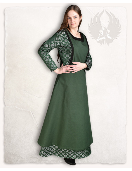 Robe médiévale dame Juliana, vert foncé