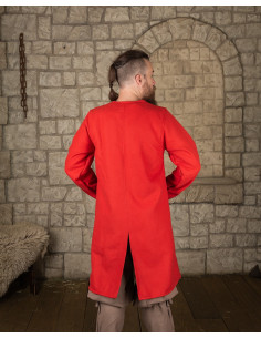 Tunique médiévale croisée en laine rouge, modèle Shapur 2