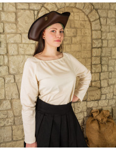 Blouse pirate pour femme modèle Amelia, blanc naturel
