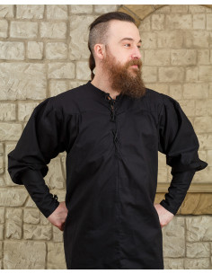 Chemise médiévale à nouer modèle Simon, noir