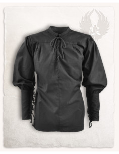 Chemise médiévale à nouer modèle Simon, noir 2