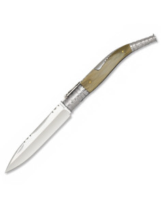 Couteau de poche ouverture à cliquet, manche en corne de...