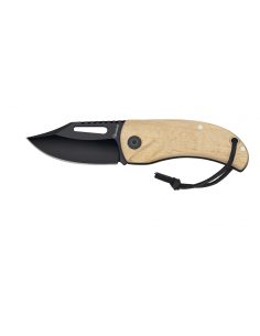 Couteau de campagne manche bois naturel lame noire...