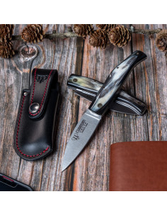 Couteau de chasse Delta, manche en corne de taureau polie...