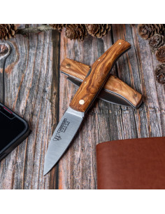 Couteau de chasse Delta, manche en olive naturelle satinée