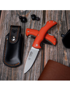 Couteau de chasse Athenea manche G10 orange (avec fourreau)