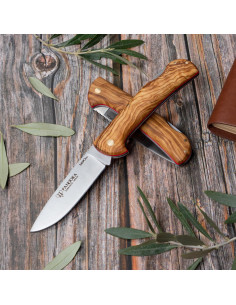 Couteau de chasse Pandora, manche en olive naturelle satinée