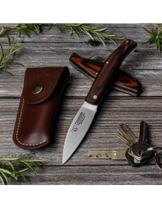 Couteau de chasse Cudeman, manche en stamina rouge (avec...