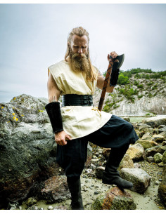 Tunique viking sans manches de couleur blanc naturel 2