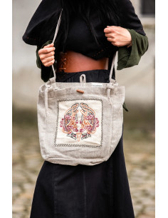 Sac avec broderie viking modèle Tora, blanc naturel
