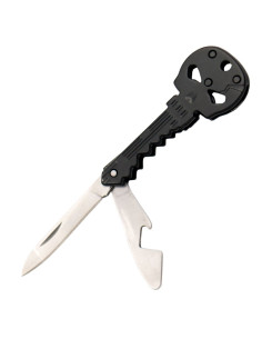 Porte-clés tête de mort, couteau et décapsuleur noir