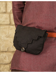 Sac ceinture médiéval en coton noir modèle Borchard