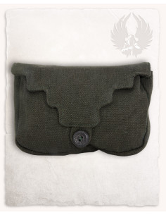 Sac ceinture médiéval en coton vert modèle Borchard