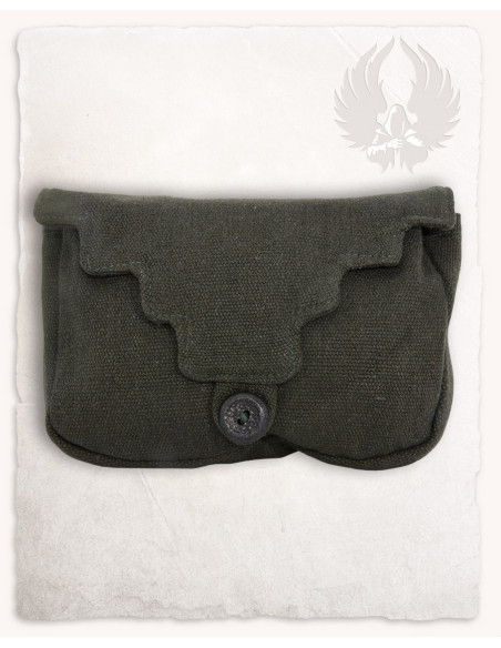 Sac ceinture médiéval en coton vert...