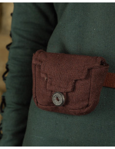 Petit sac ceinture médiéval modèle Borchard, coton marron