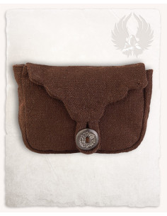 Petit sac ceinture médiéval modèle Borchard, coton marron 2