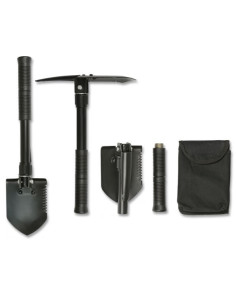 Pioche et pelle de survie noir