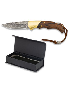 Couteau de chasse lame en acier Damas, lame 7,2 cm.