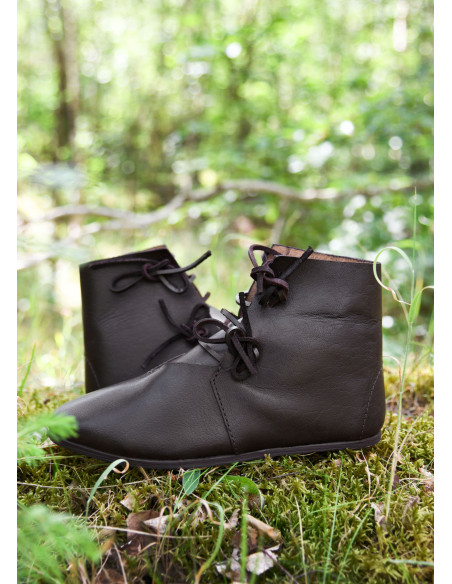 Bottines médiévales à lacets, marron...