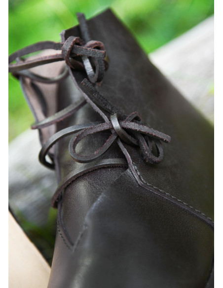 Bottines médiévales à lacets, marron...