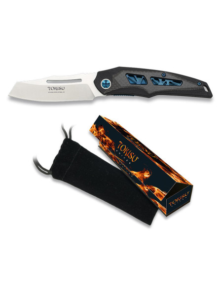 Couteau de poche en acier Tokisu D2,...
