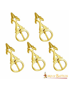 Lot de 5 boucles médiévales fleur de lys pour ceintures