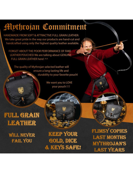 Sac d'aventurier médiéval noir, type...