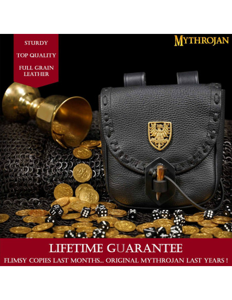 Sac d'aventurier médiéval noir, type...