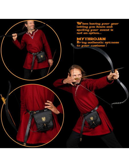 Sac d'aventurier médiéval noir, type...